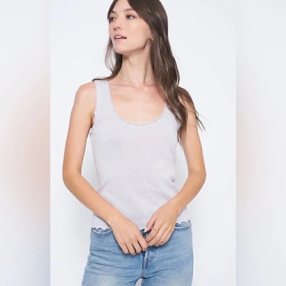 Winsome Lettuce Edge Pointelle Tank | Lilac Chalk size L